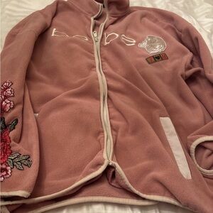 Bebe Pink Embroidered zipper Jacket